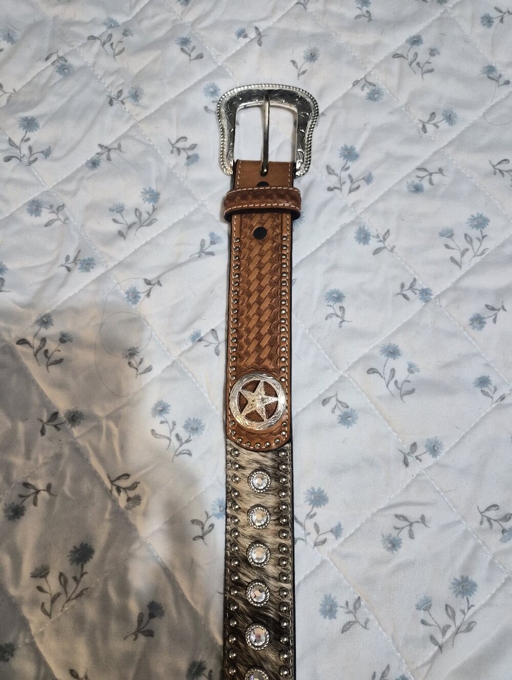 Vintage Ranger Belt Co. Women's Western Hair-On-Hide Star Concho Belt Size 36